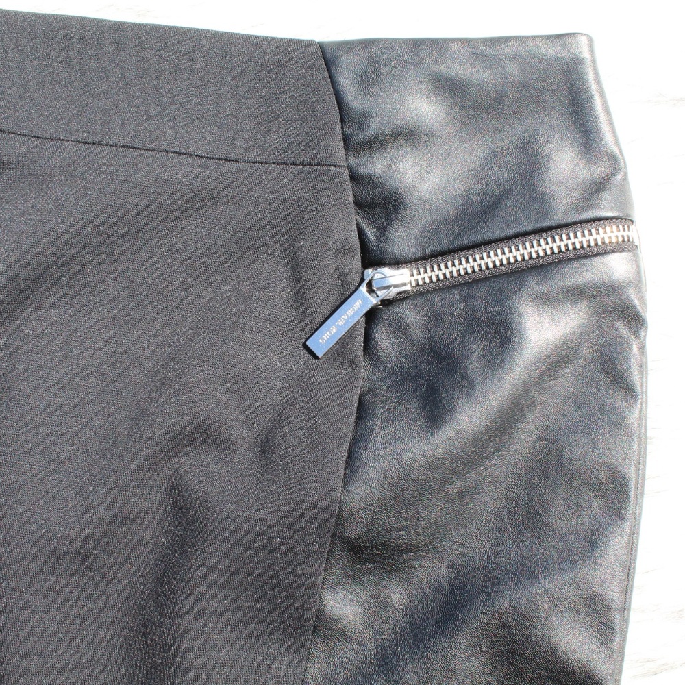 SOLD Michael Kors Leather Trim Black Pencil Skirt - Picture 4 of 8